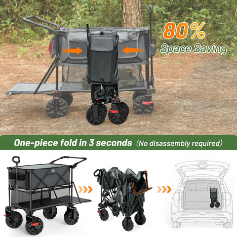TIMBER RIDGE compact fold fits in most car trunks.