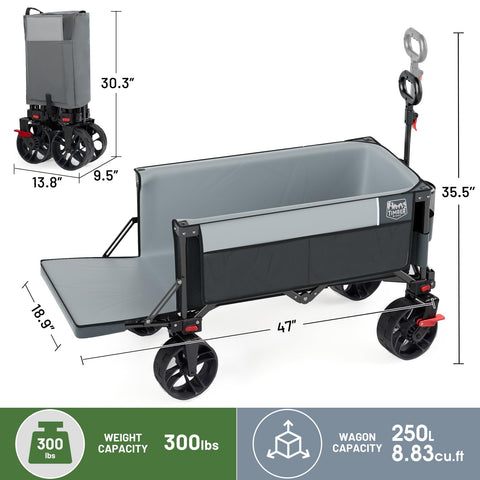 Timber Ridge wagon includes cup holders and pockets for easy access.