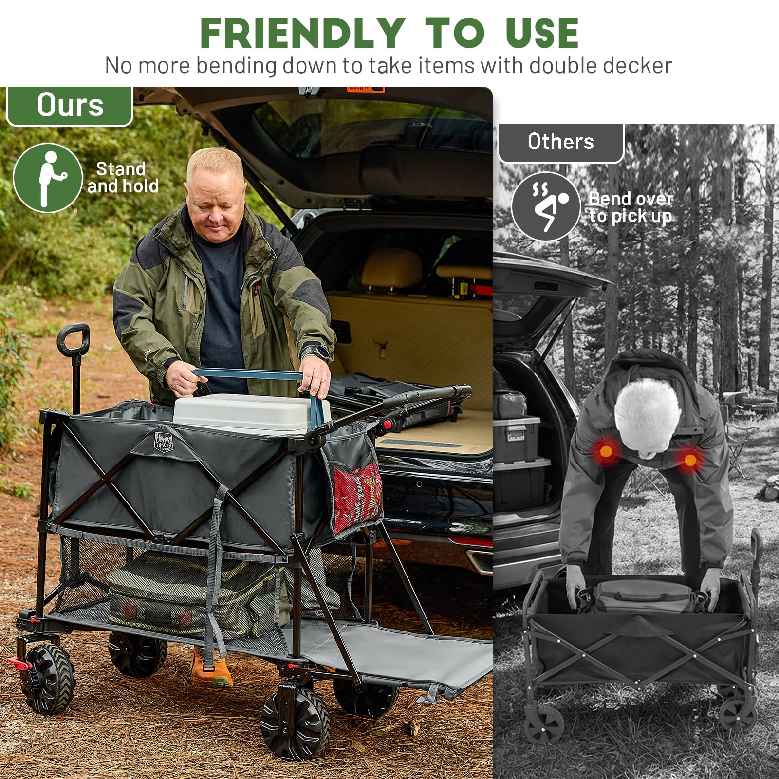 TIMBER RIDGE drop-down tailgate eases canopy loading.