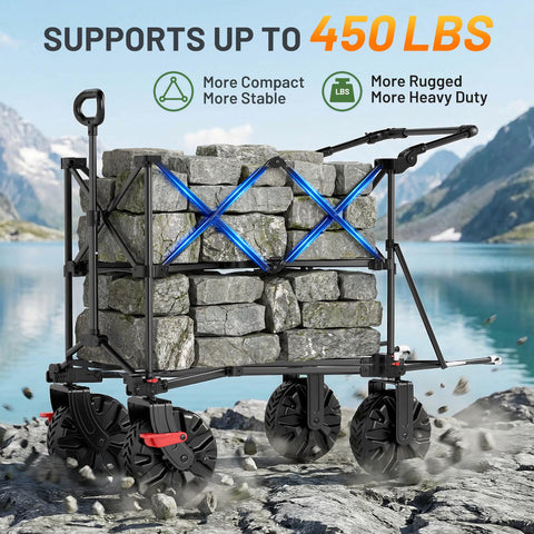 TIMBER RIDGE dual-foot brakes keep the wagon secure.