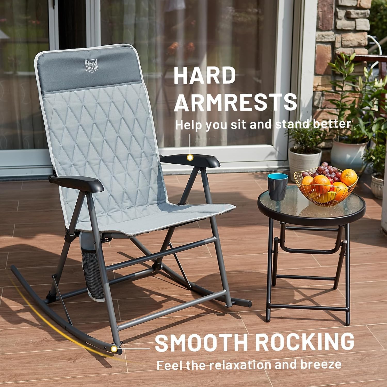 Timber Ridge chair shown folded with a portable carry bag.