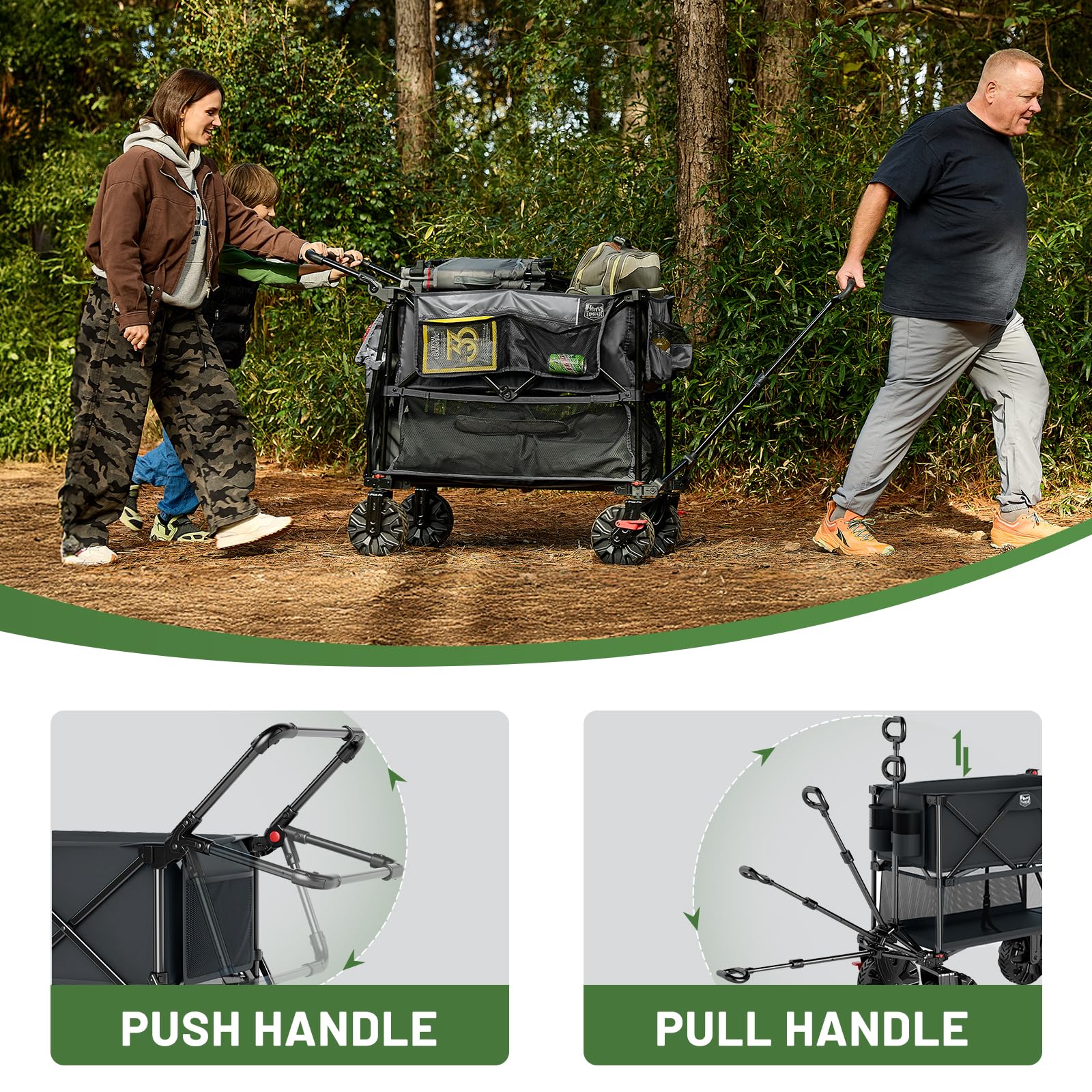 TIMBER RIDGE 360-degree front swivels for tight spaces.