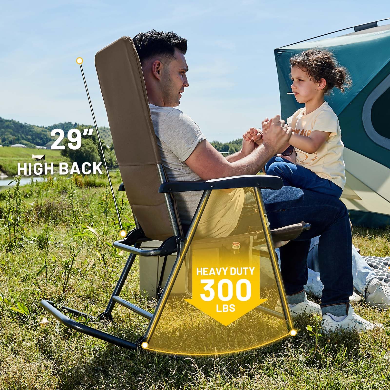 TIMBER RIDGE heavy-duty frame supports up to 300 pounds for stability.