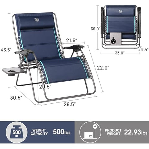 Timber Ridge adjustable headrest zero gravity chair supports neck comfort during sunlit afternoons