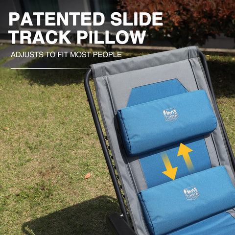 TIMBER RIDGE padded headrest and lumbar support for neck relief.
