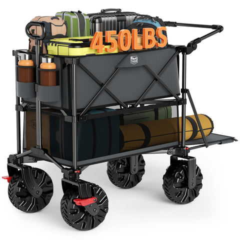 TIMBER RIDGE push-pull double-decker wagon with 400L capacity for outdoor trips.