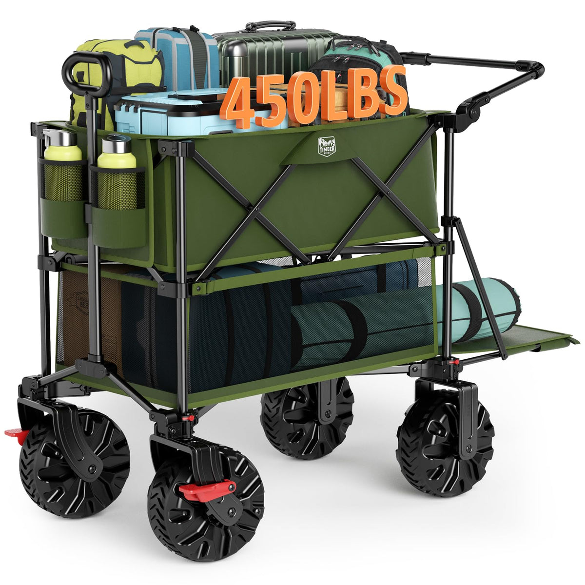 Timber Ridge push-pull double-decker wagon with extended deck for long gear transport