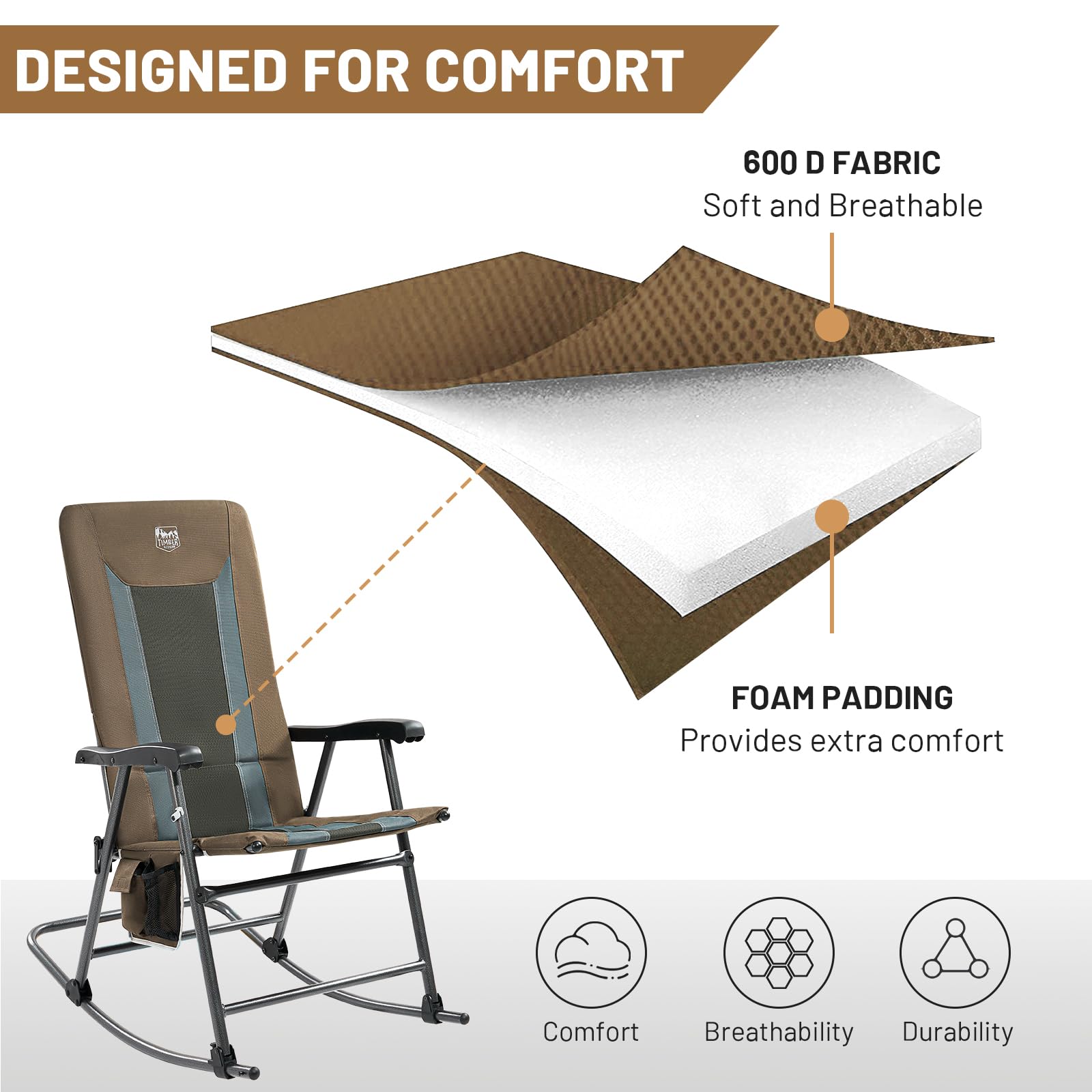 TIMBER RIDGE quick-fold design stores compactly with no assembly.