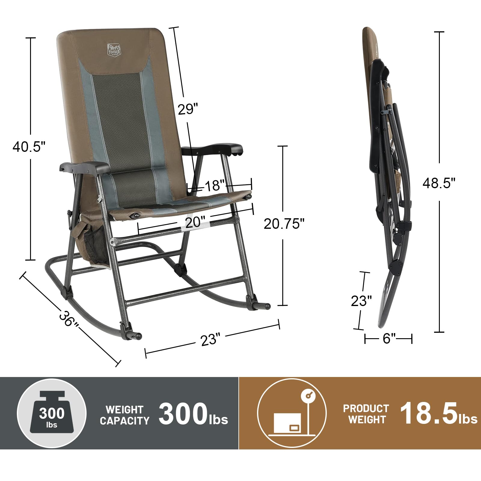 TIMBER RIDGE solid armrests provide easy sitting and standing.