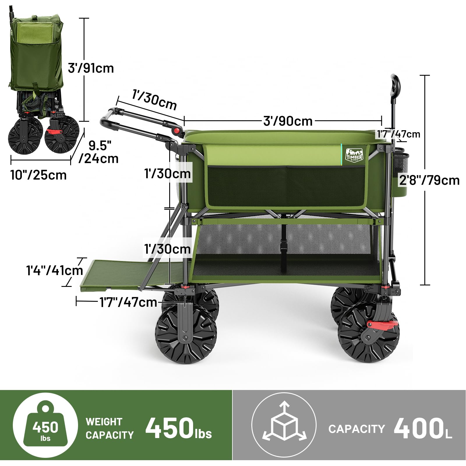 Timber Ridge 360-degree front swivels for easy maneuvering across surfaces