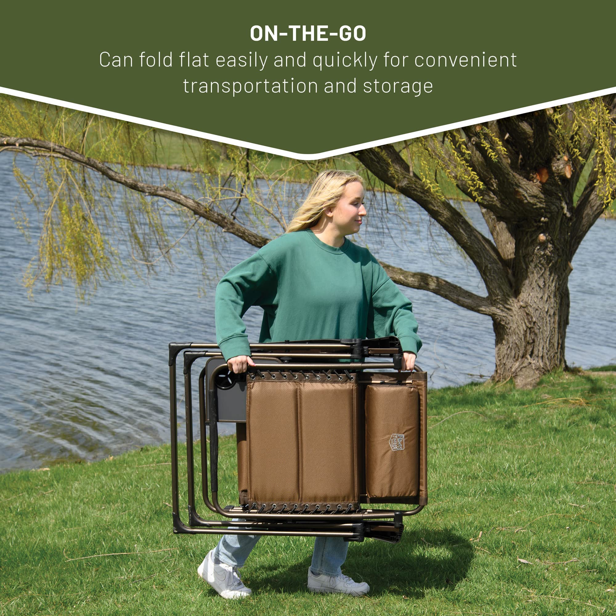 TIMBER RIDGE Zero Gravity Chair supports up to 350 pounds.