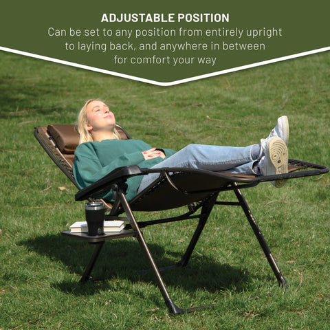 TIMBER RIDGE Zero Gravity Chair with cup holder keeps beverages within reach.