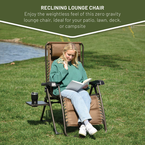 TIMBER RIDGE Zero Gravity Chair open dimensions provide full lounging space.