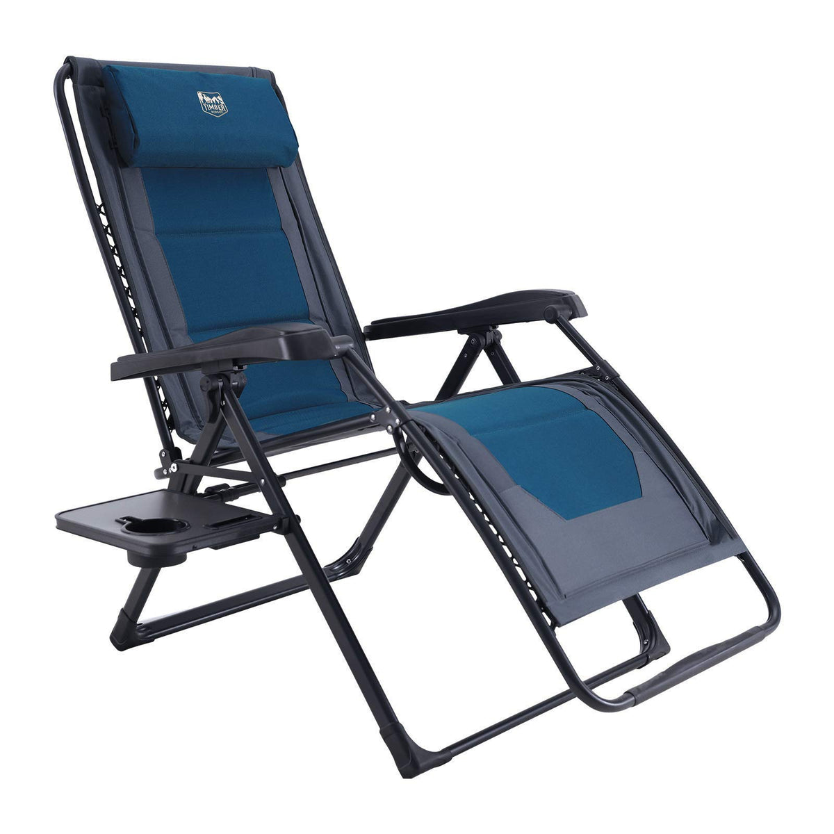TIMBER RIDGE zero gravity chair with headrest in blue for outdoor lounging.