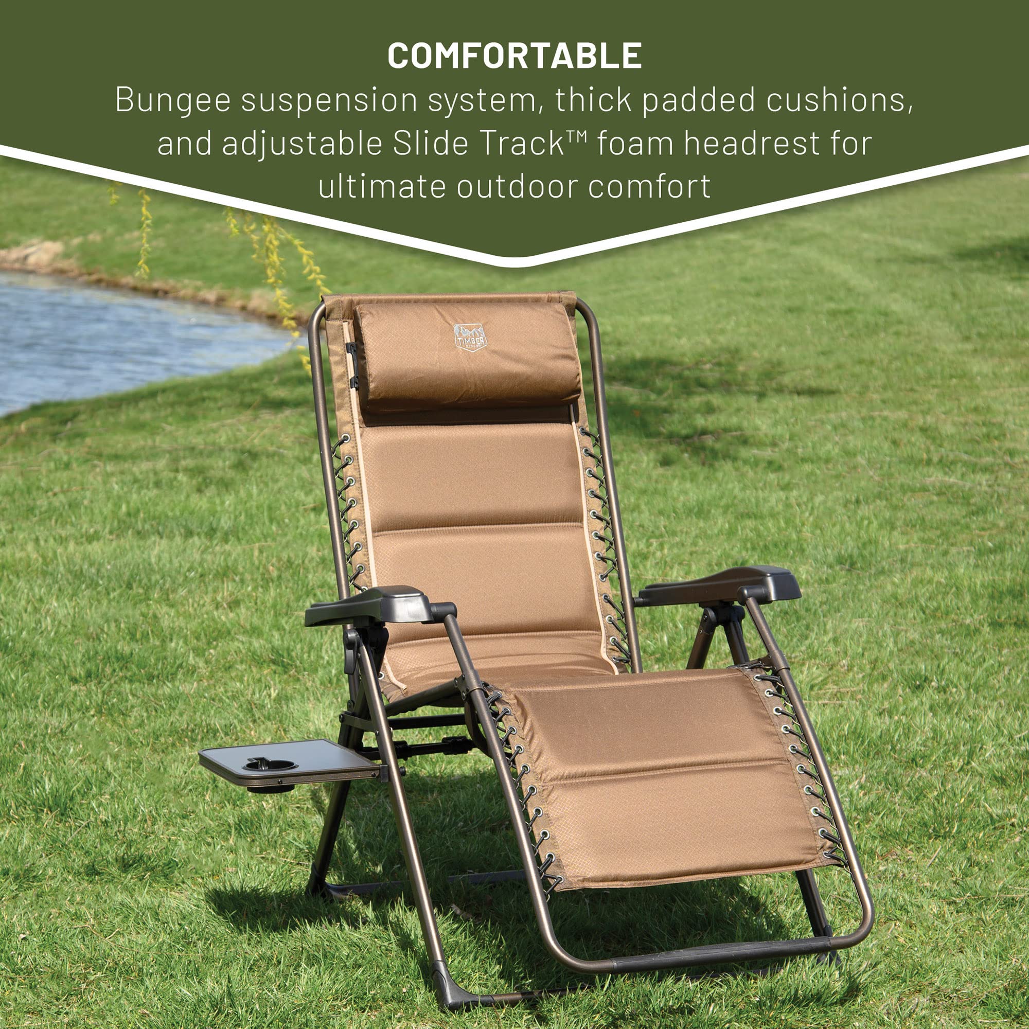 TIMBER RIDGE Zero Gravity Chair portable design suited for camping and travel.