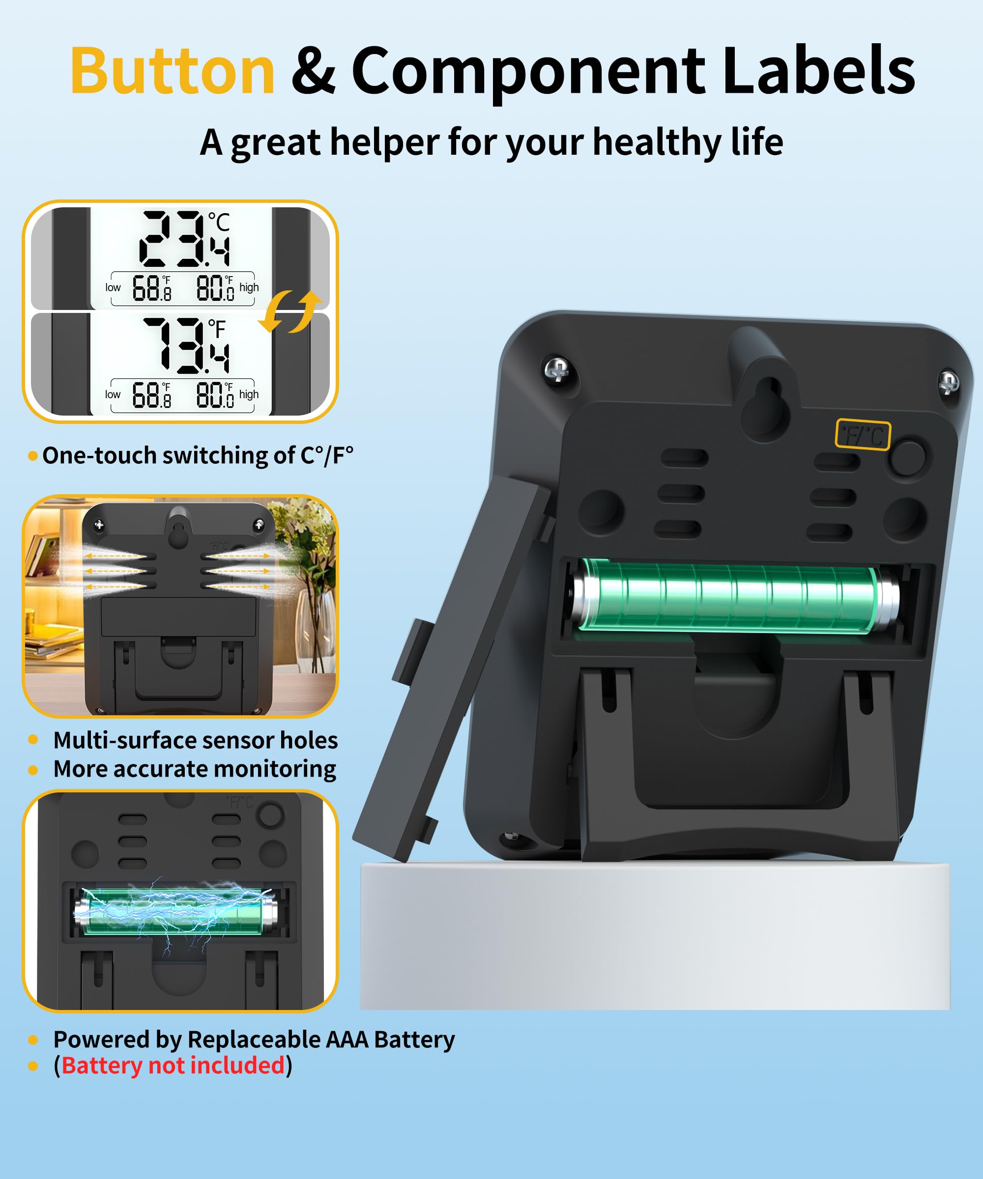 TimDonki digital hygrometer comfort indicator shows air comfort level