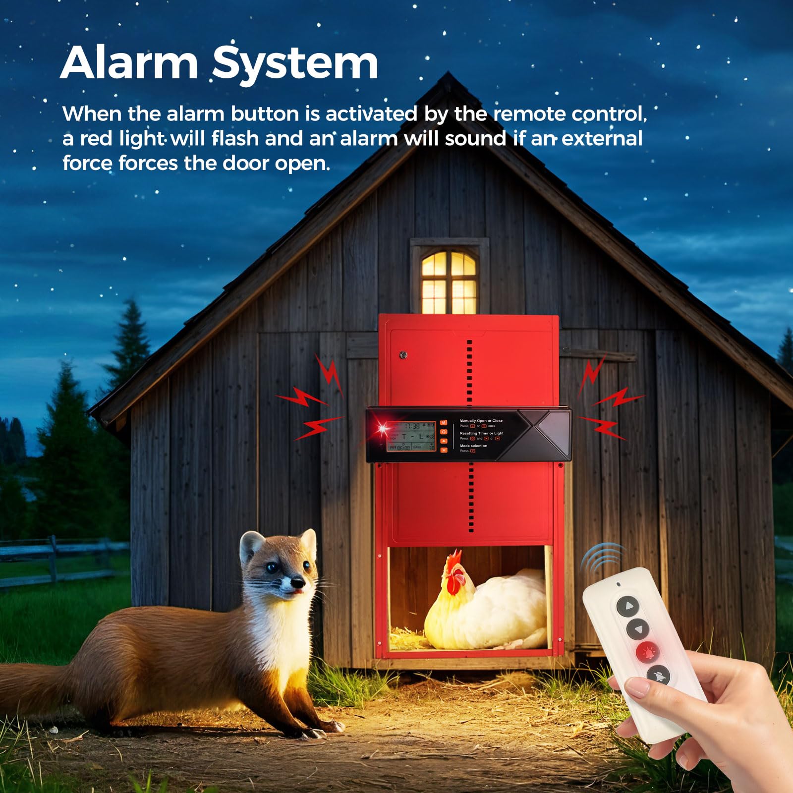 Time Forest anti-trap safety feature protects chickens during door movement