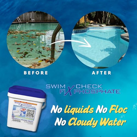 Time-release phosphate remover tablet from Swim Check in action.