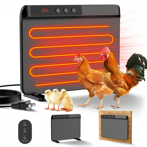 TIMEBAL 2025 smart chicken coop heater front view showing compact radiant panel warmth