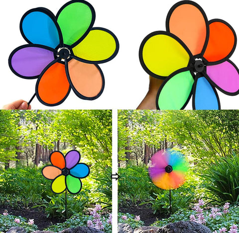 Timecity wind spinners on lawn create dynamic focal points.