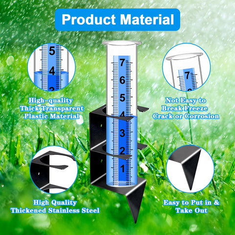 Timenued easy-install rain gauge mounts on posts, fences, or stands.