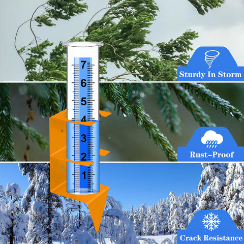 Timenued 7-inch capacity rain gauge tracking rainfall accurately