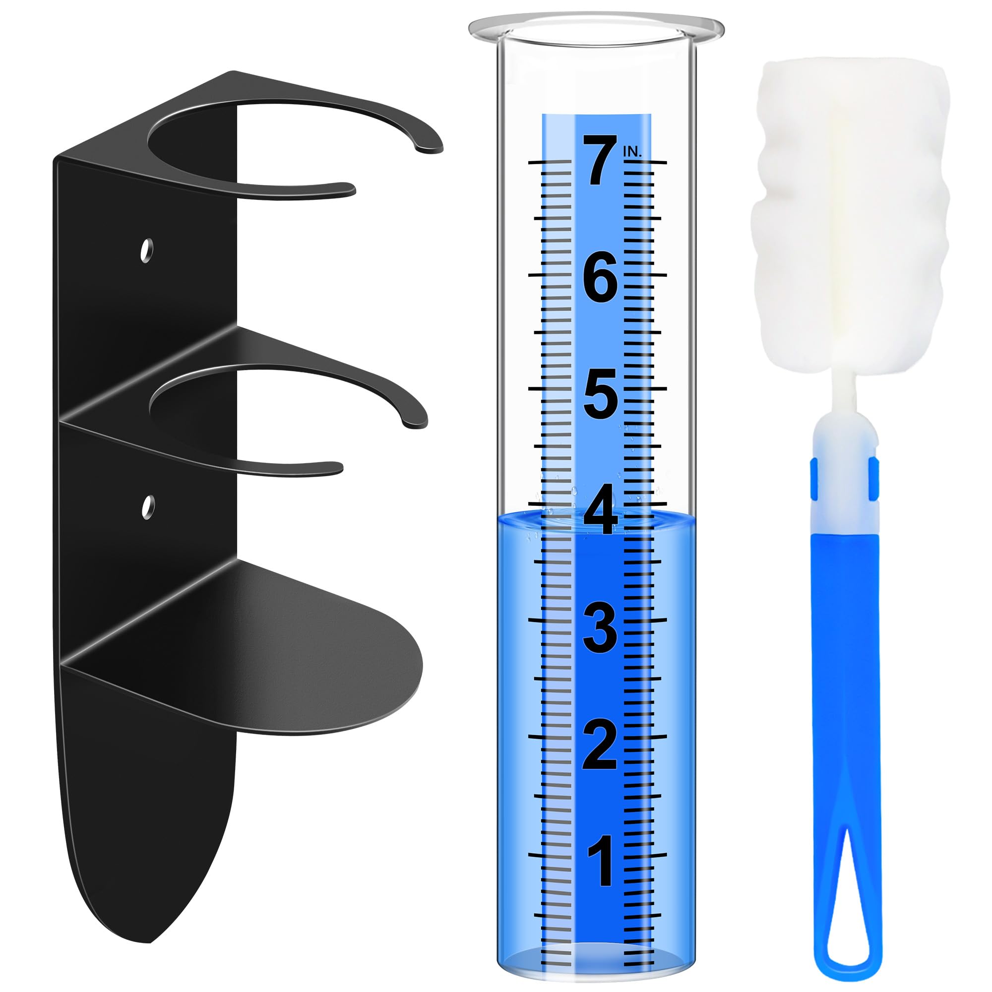 Timenued rain gauge 7inch tube set for accurate garden rainfall measurement.