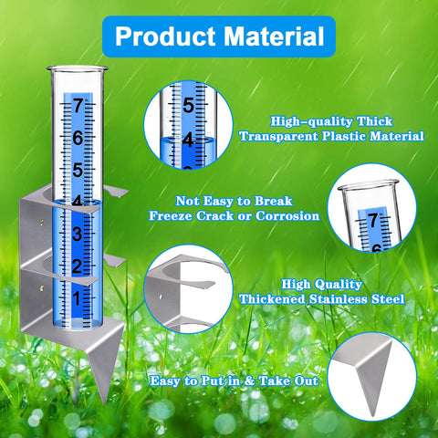 Timenued rain gauge with clear large numbers and blue strip for readability.