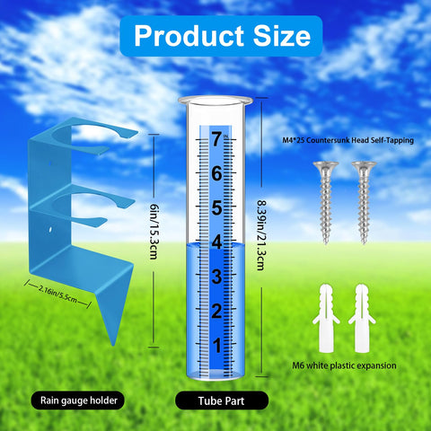 Clear plastic tube from Timenued provides easy-to-read rainfall measurements.