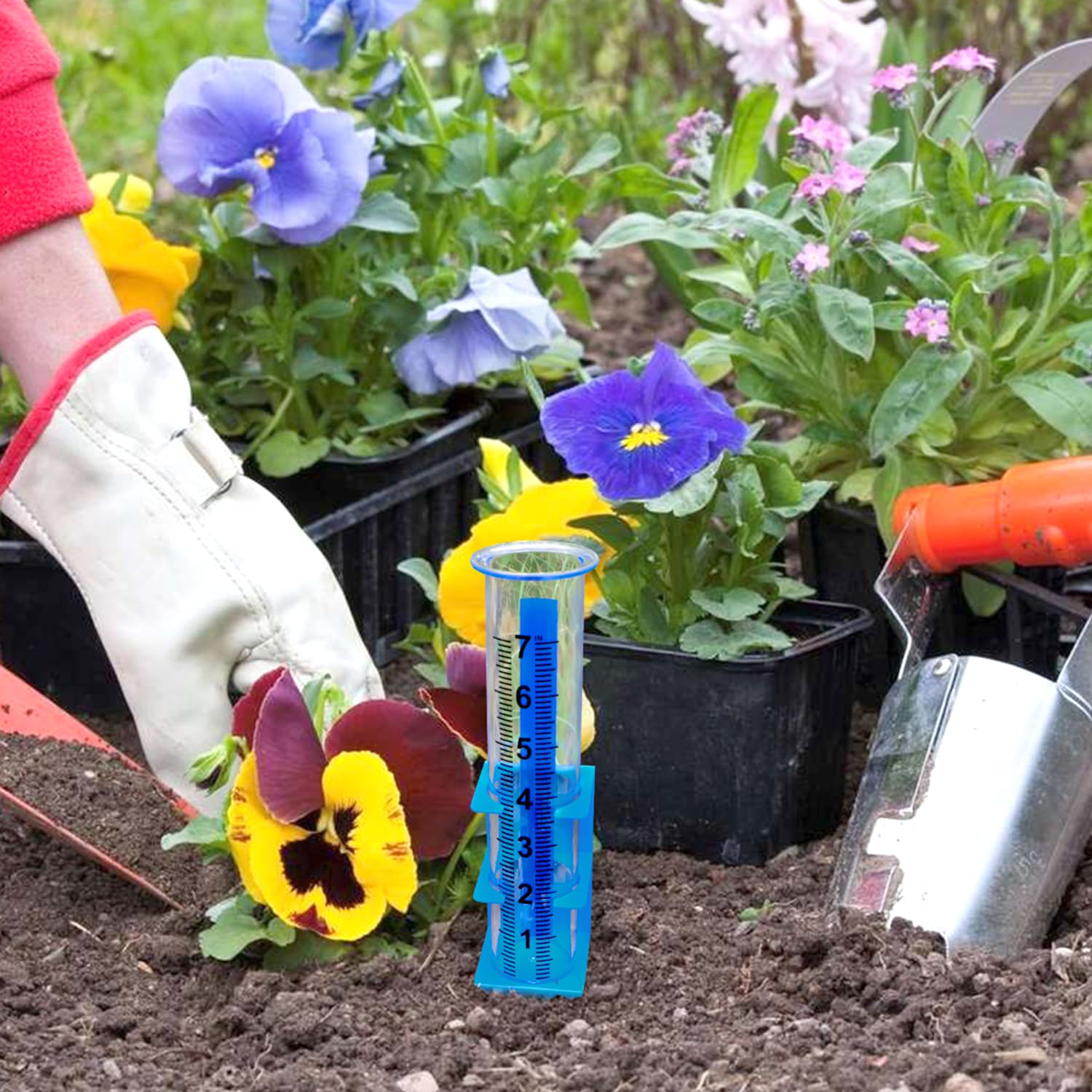 Decorative art stake from Timenued adds garden charm with functional measurement.