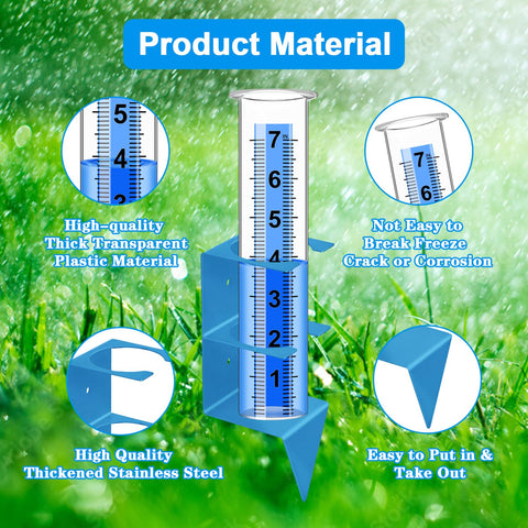 Timenued rain gauge mounted on post, fence, or stake for flexible placement.