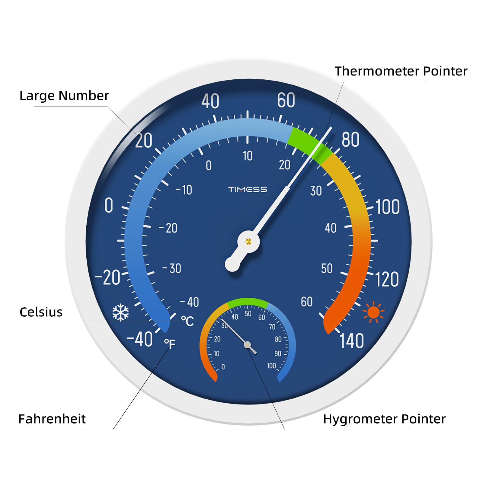 TIMESS large-numbers dial blue for easy outdoor readings from afar