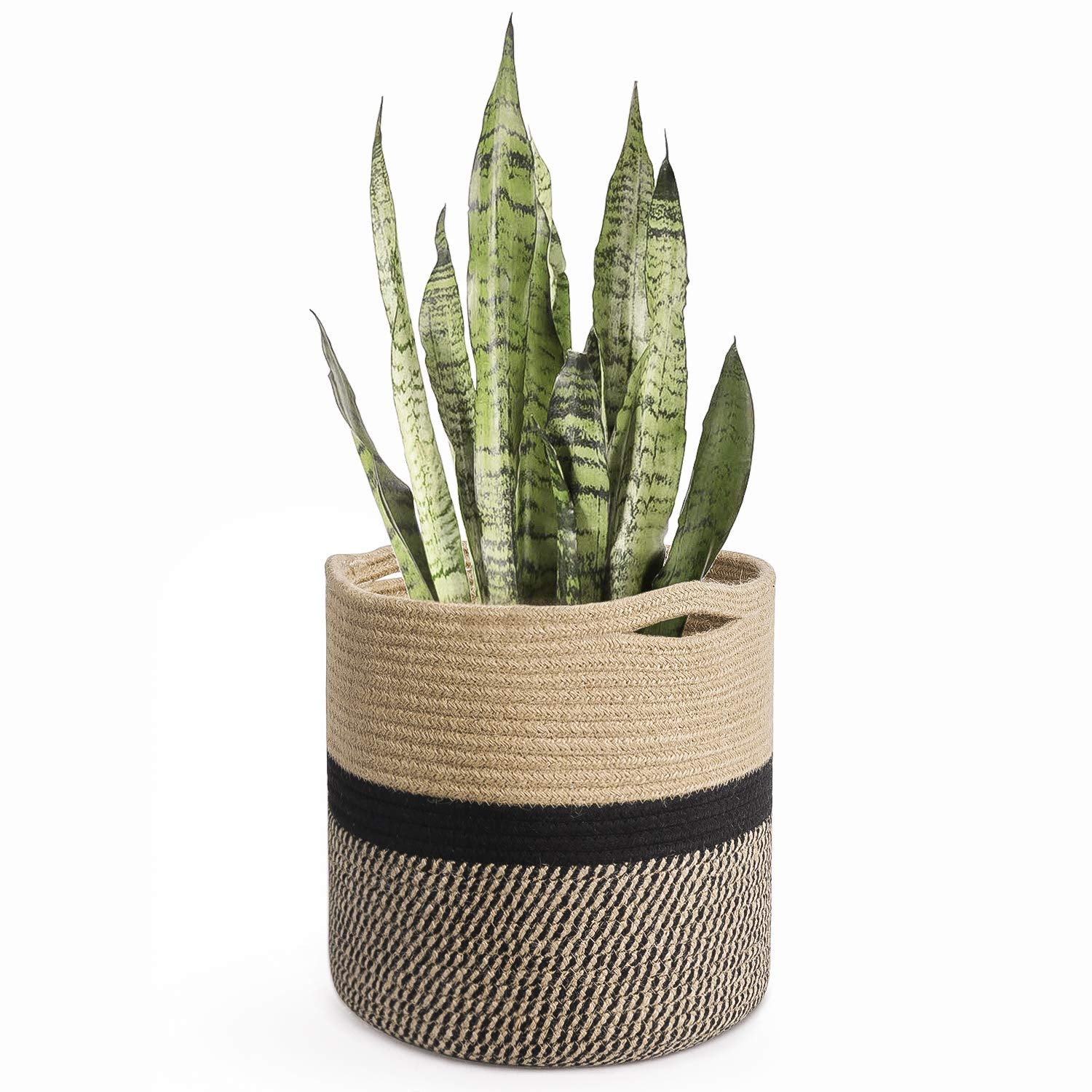 TIMEYARD sturdy jute plant basket with 11-inch opening for indoor greenery