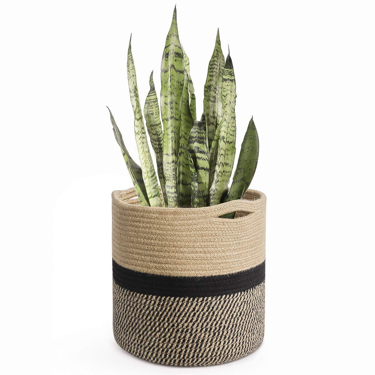TIMEYARD sturdy jute plant basket with 11-inch opening for indoor greenery