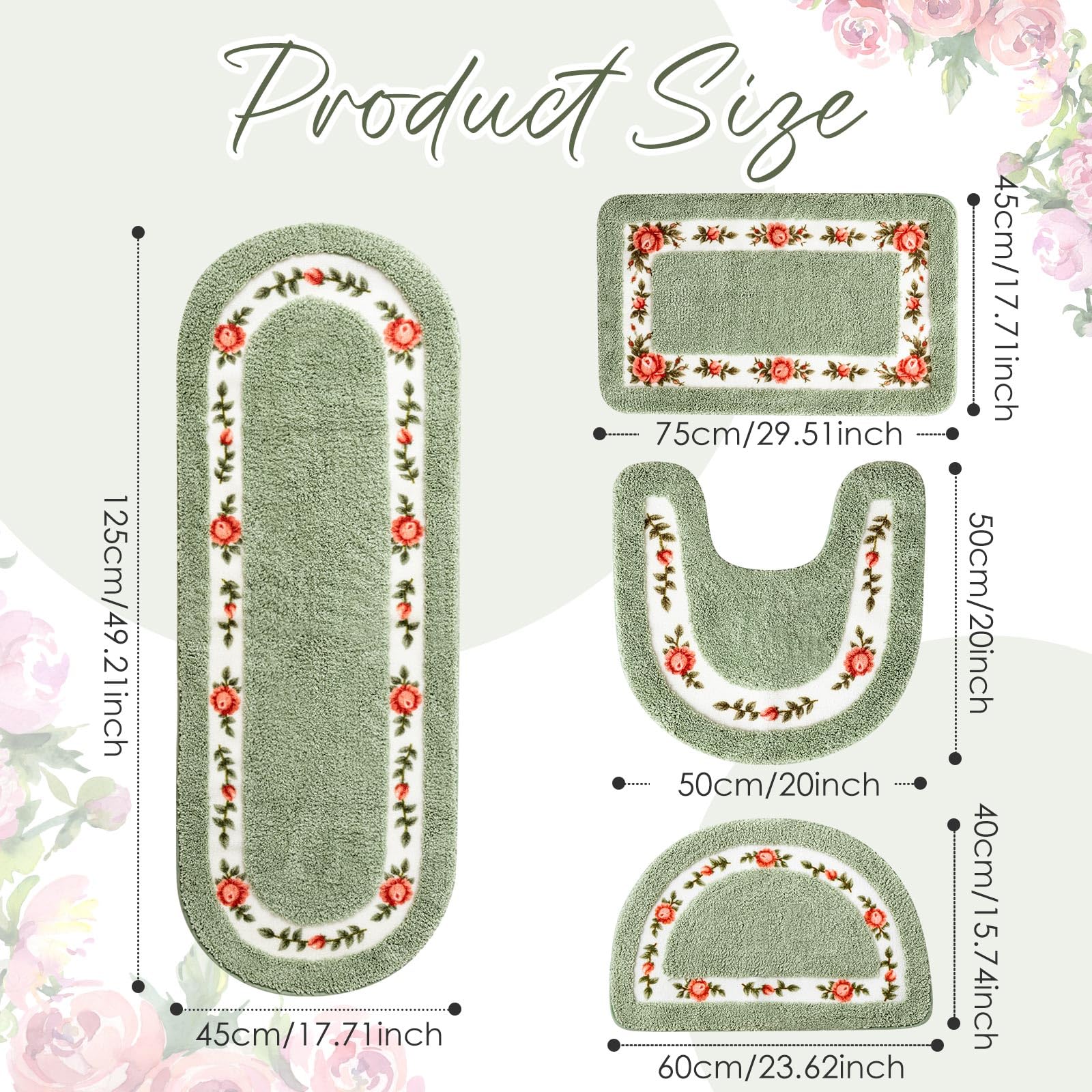 Timgle green rose bedside rug provides cozy warmth and stylish florals.