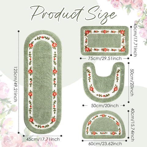 Timgle green rose bedside rug provides cozy warmth and stylish florals.