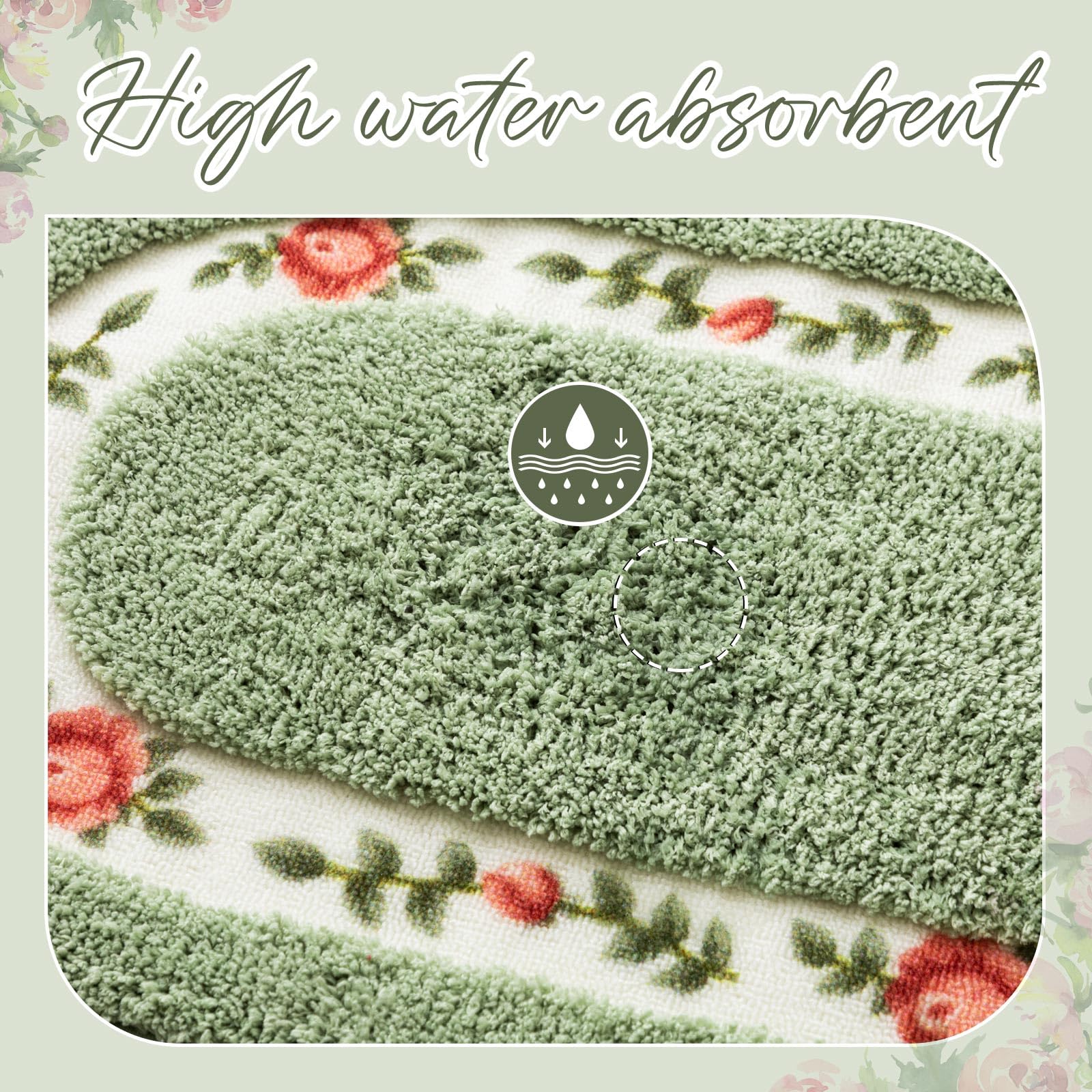 Timgle non-slip backing ensures rugs stay in place on slick bathroom floors.