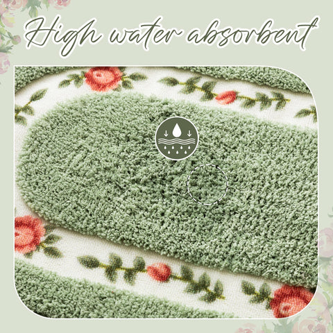 Timgle non-slip backing ensures rugs stay in place on slick bathroom floors.