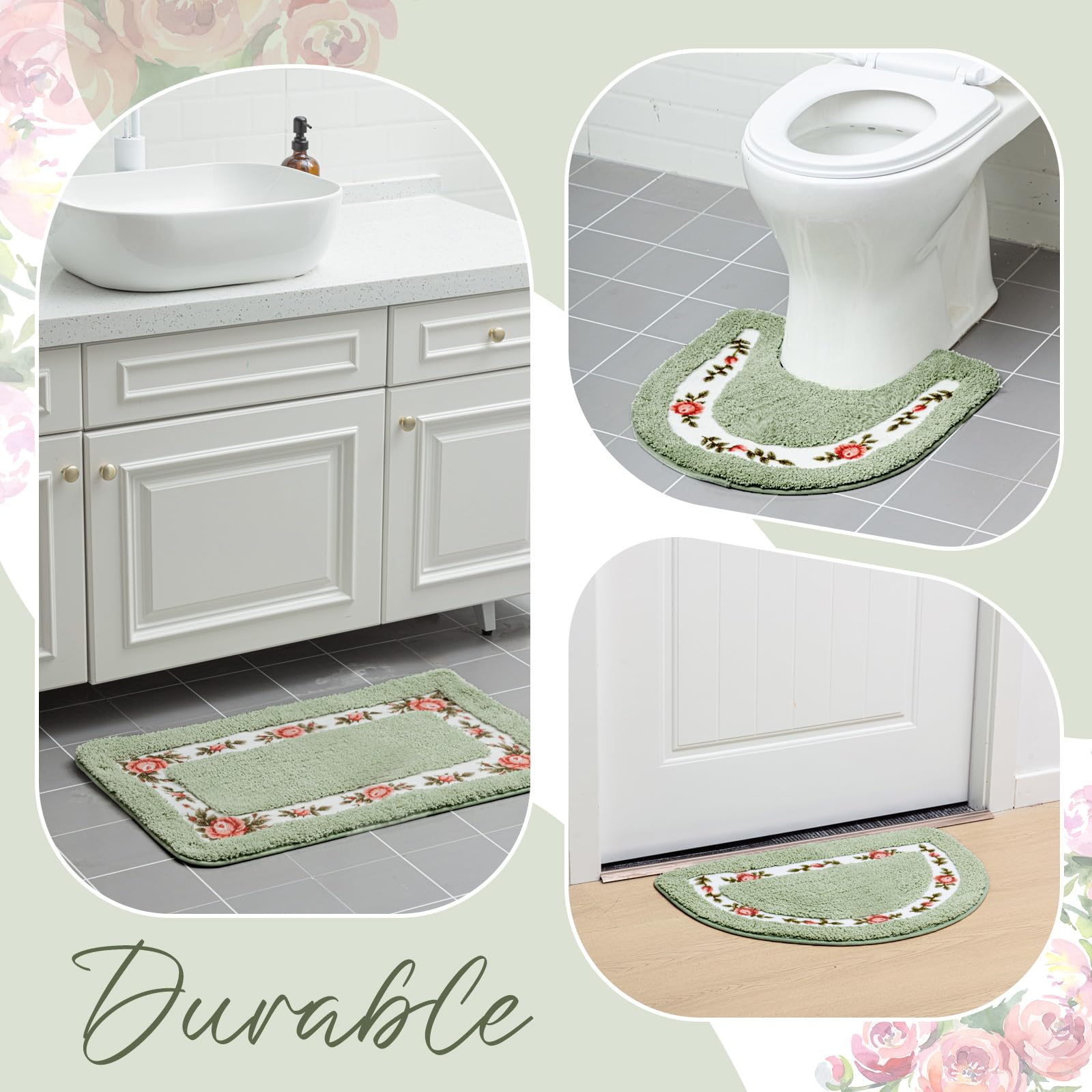 Timgle U-shaped toilet rug features anti-slip backing for safer everyday use.
