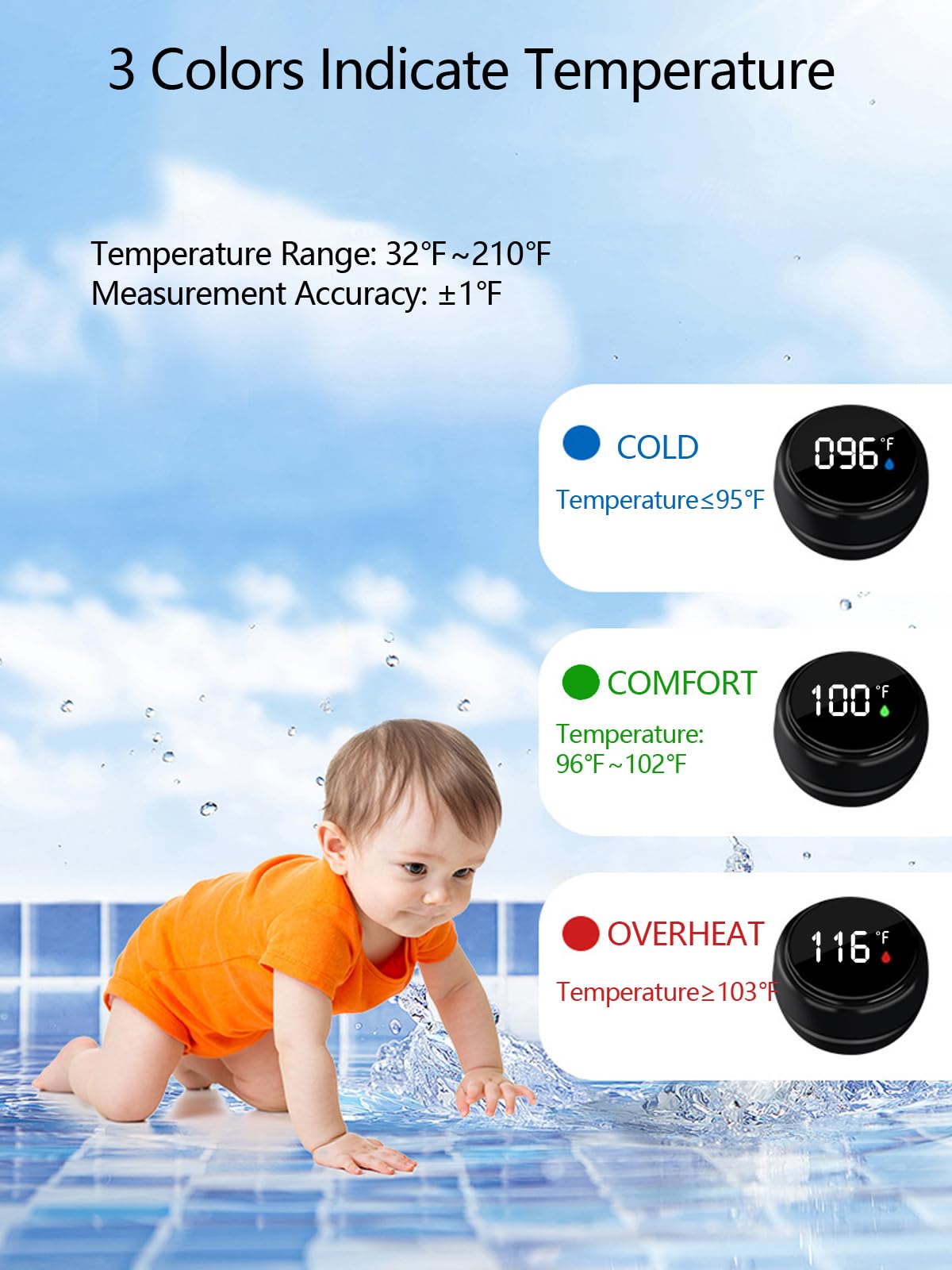 Timloon ice bath thermometer with LED display for bright visibility in sunlight.
