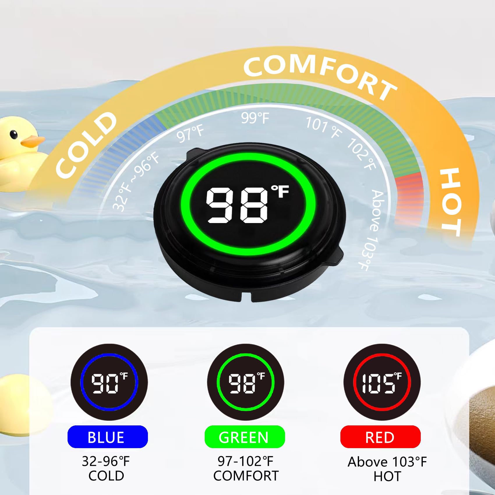Timloon pool floating thermometer showing temperature with clear LED visibility