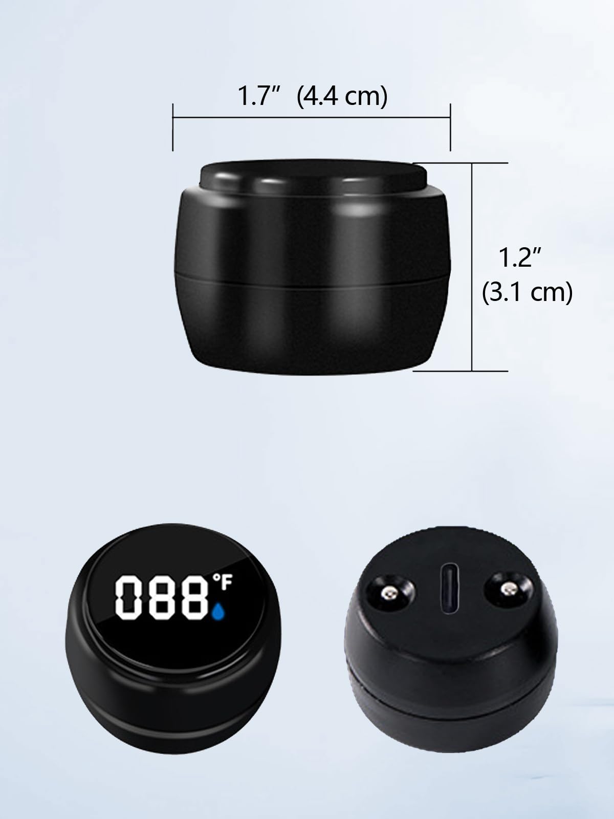 Timloon USB-C charging bath thermometer with quick 2-hour charge for long use.