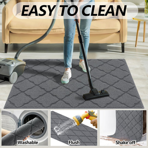 Timo grey front-door rug texture fits varied decors and spaces.