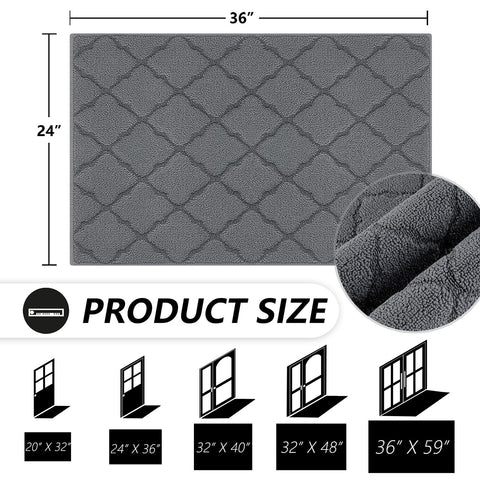 TIMO door mat with rubber backing prevents slipping on smooth floors.