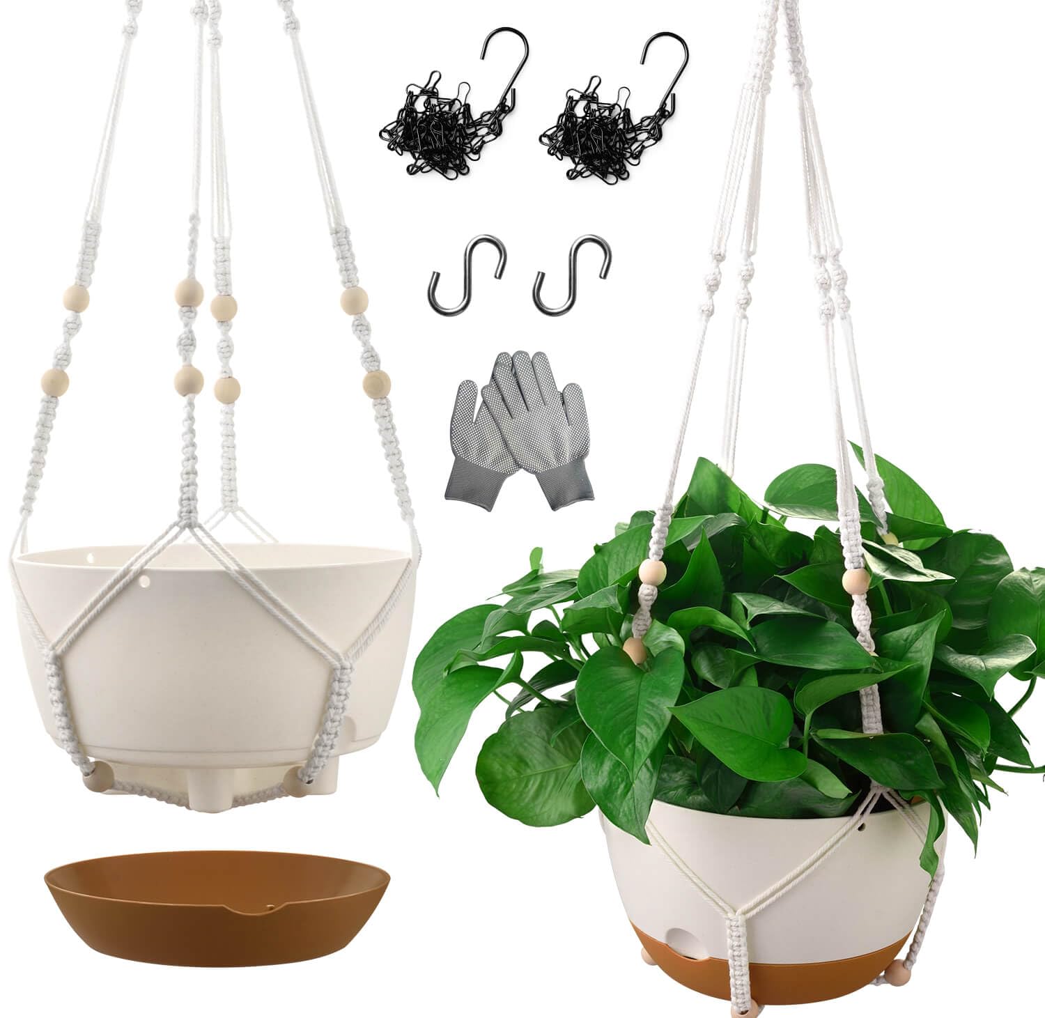TIMOSUKI 10-inch self-watering hanging planter with built-in reservoir for steady moisture