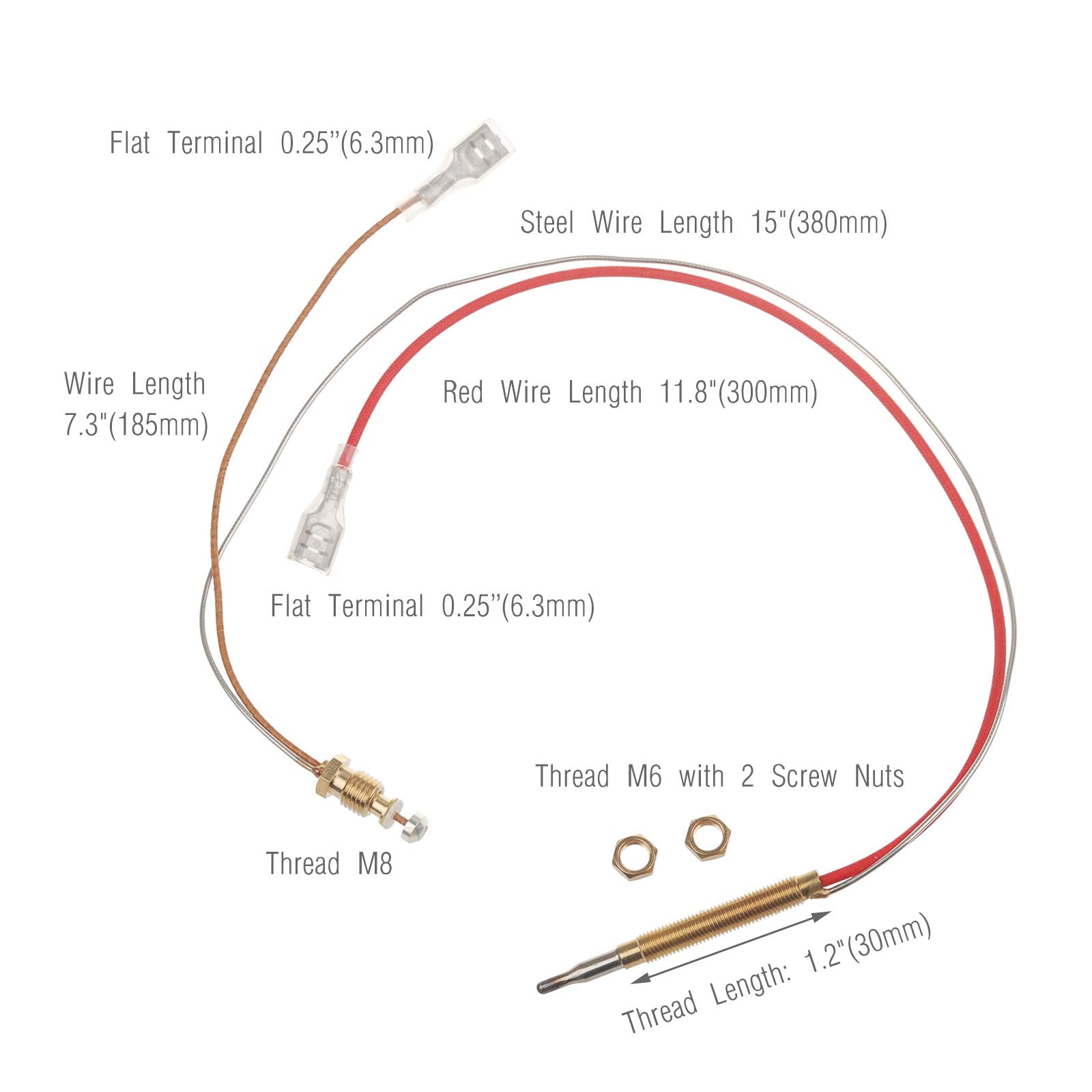 Timsec end nuts for gas valve with 8mm thread for quick install.
