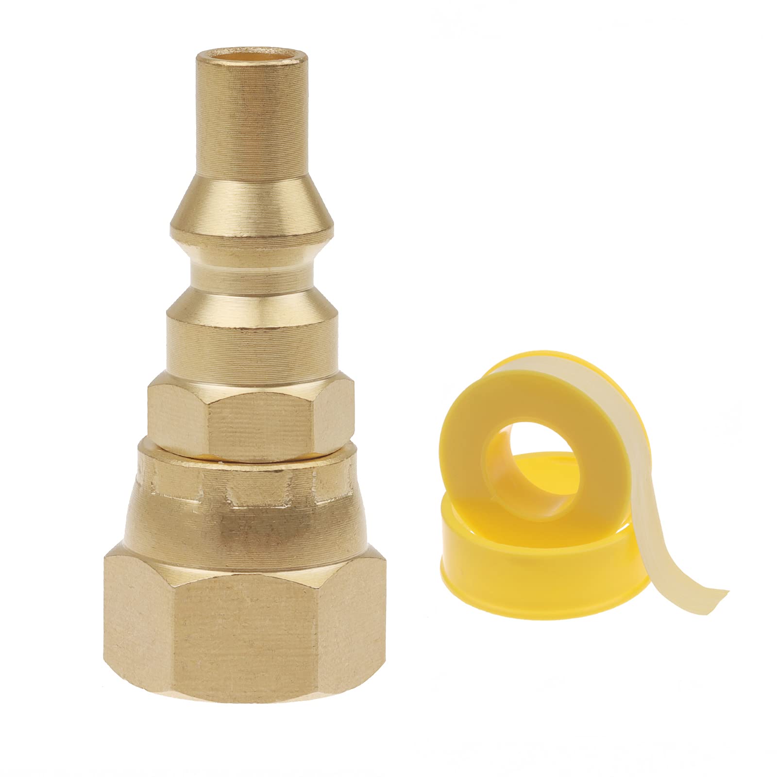 Timsec quick-connect 1/4 plug to 3/8 flare brass connector for RV propane
