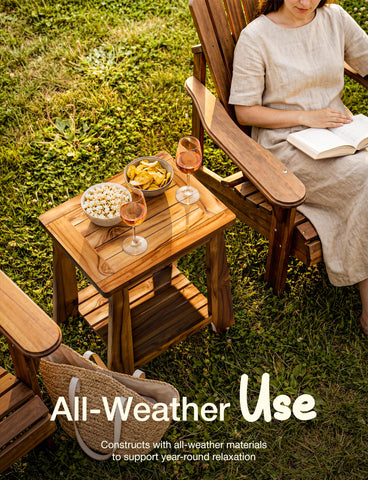 Tinamo Teak Storage Adirondack Side Table assembly guide for quick setup