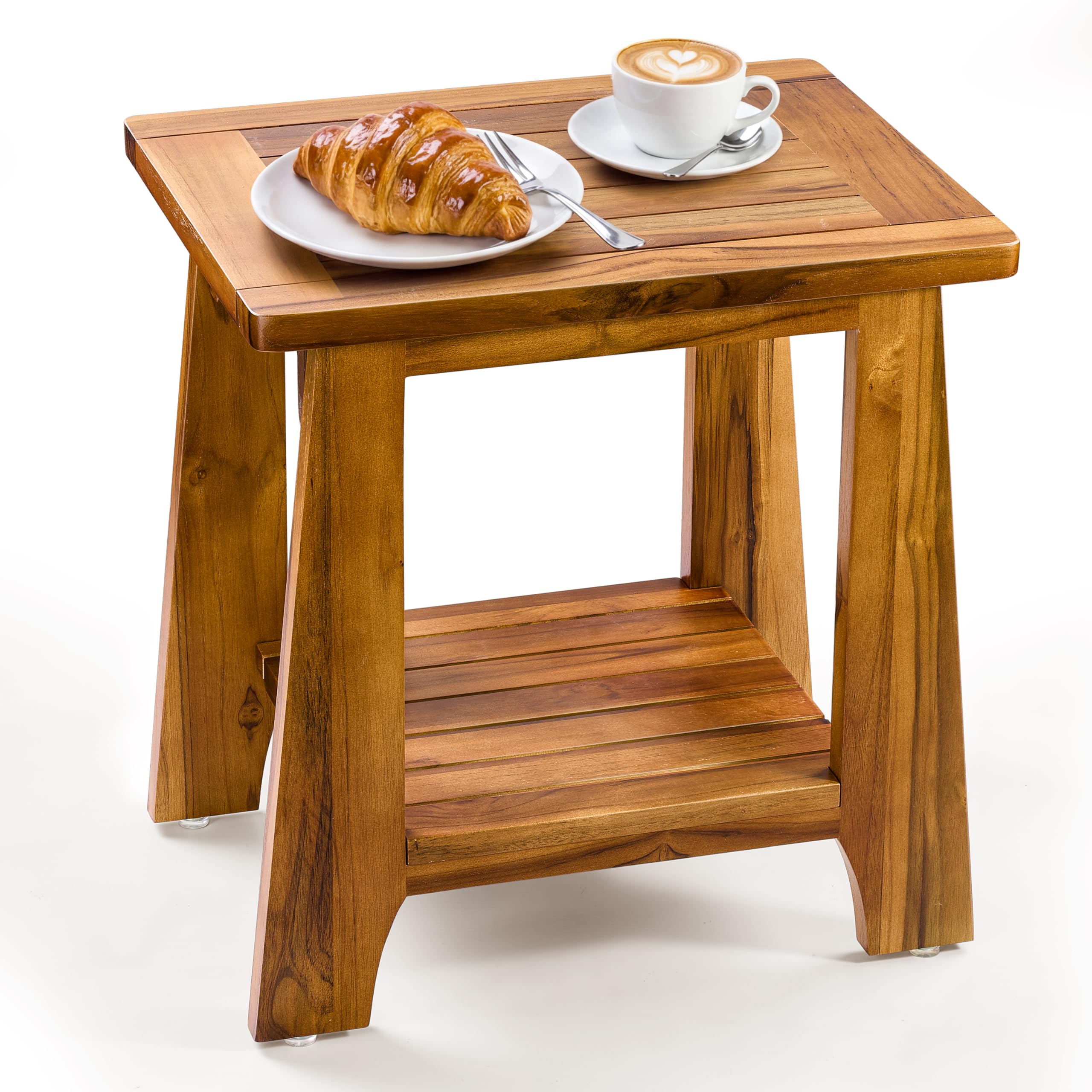 Tinamo Teak Storage Adirondack Side Table overview showing sturdy outdoor design