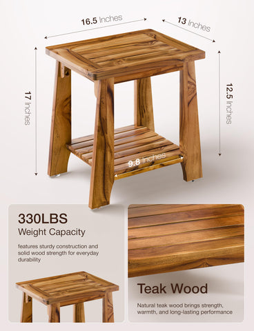 Tinamo Teak Storage Adirondack Side Table teak grain closeup highlighting knots